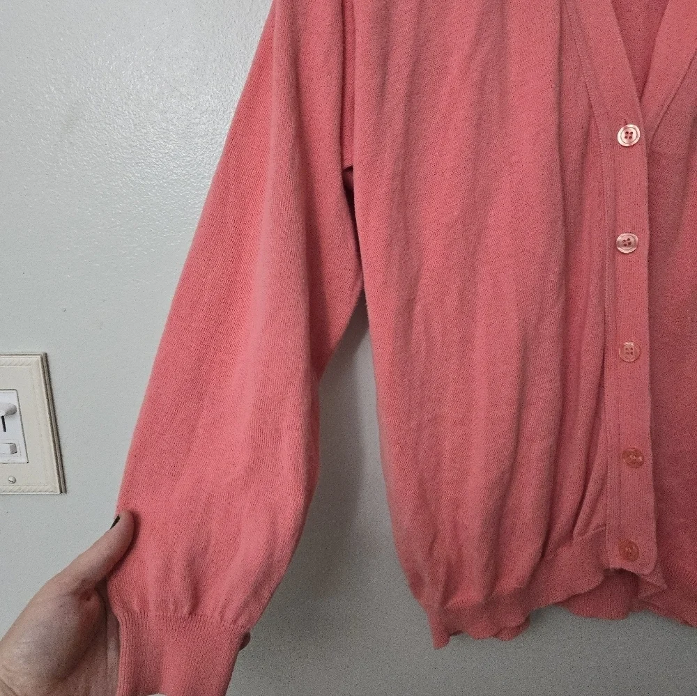 Brooks Brothers Cardigan Sweater Size M Starburst Pink Button Up V Neck